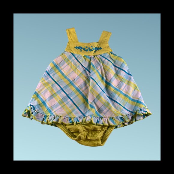 Carter's Other - Carter's Yellow & Teal Striped Dress 6-9 Months